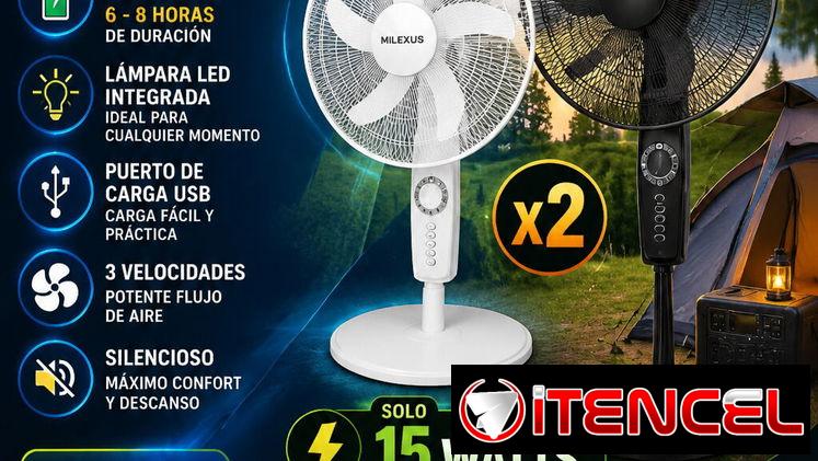 Ventilador recargable MILEXUS 16″ 15 watts de consumo