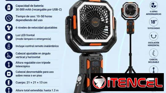 Ventilador recargable con trípode