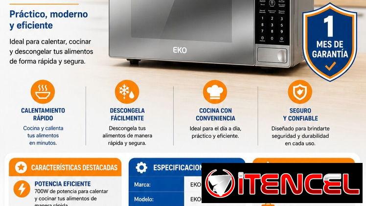 HORNO MICROONDAS EKO 20L. Factura + 30 Días de Garantía