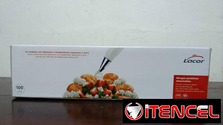 Paquete de 100 mangas pasteleras extra gruesas marca Lacorde 55cm🧁. Fuerza y tamaño profesional