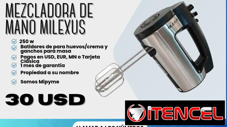 🍰 MEZCLADORA – MERENGUERA MILEXUS  🔴 BATIDORES PARA CREMA Y HUEVO Y GANCHOS PARA MASA ✅ 250 W 💲30 USD