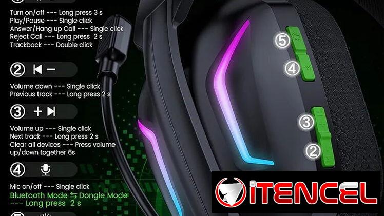 WESEARY WG1 | Auriculares Gamer Inalámbricos | 2.4ghz, bluetooth |