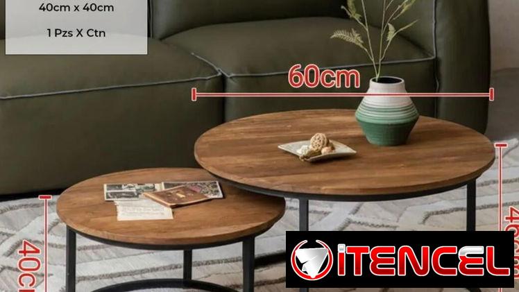 Centro de mesa de madera y hierro