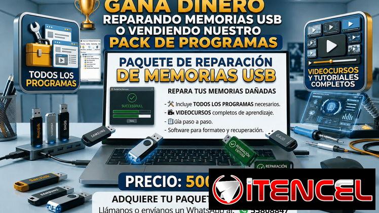 Gane dinero reparando memorias usb o vendiendo nuestro pack de programas.