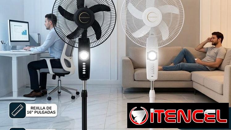 Ventilador 16 pulgadas Recargable Rudenkov Color Blanco y Negro 5 aspas 3 velocidades Precio $75 usd Transporte Incluido