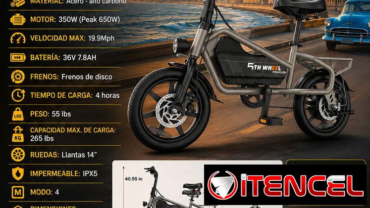 🚲 E-BIKE 🚲 BICICLETA ELÉCTRICA 5TH WHEEL 14″. MENSAJERIA CON FACTURA Y GARANTÍA. 📲 54833699