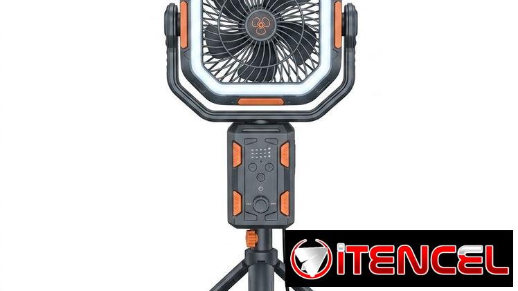 🌀 VENTILADOR PORTÁTIL de Acampada con Luz LED y Trípode Ajustable.