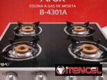 Cocina de gas de meseta con encendido electrónico de 4 hornillas.