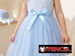 VESTIDOS AZUL CON ENCAJE PARA NIÑAS