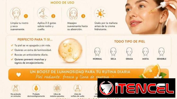 Sérum Vitamina C 30ml💥 Reduce manchas oscuras, mejora firmeza, protege contra radicales libres y estrés ambiental