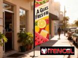 Banderola indicativo de ubicación expendio de Aguas Frescas