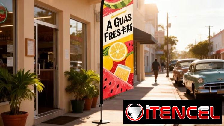 Banderola indicativo de ubicación expendio de Aguas Frescas