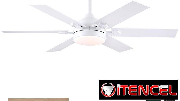 Ventilador de techo moderno MADSHNE 46 pulgadas 6 aspas, LUCES LED (3 MODO DE ILUMINACIÓN) BLANCO, ASPAS REVERSIBLES NUE