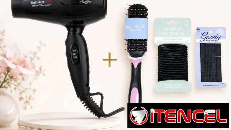 🔥 Combo Secadora de Viaje Babyliss + Cepillo + Felpas + Ganchos, OFERTA💥 | Envío + Garantía