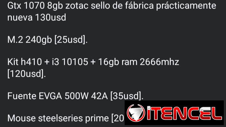 Vendo PC entera o x piezas