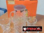 JUEGO DE JARRA DE VIDRIO CON 4 VASOS, ENTREGA DE FACTURA, VARIEDAD DE ÚTILES DEL HOGAR, ETC