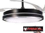 Ventilador de techo Nizzato 42p Aspas Transparentes plegables iluminación LED Bocina Bluetooth y Mando a distancia, $130