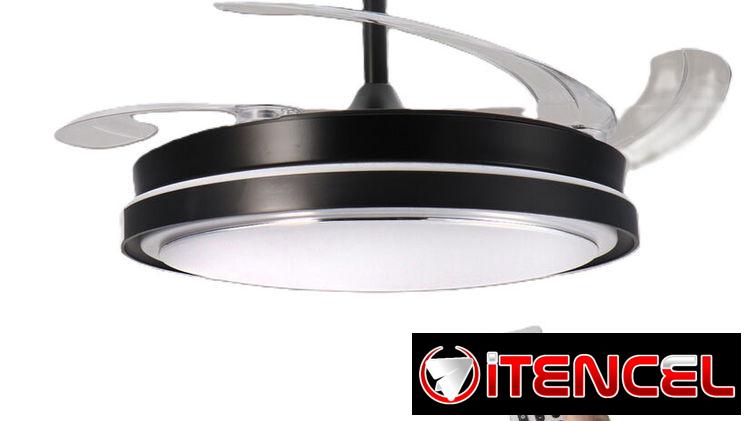 Ventilador de techo Inteligente, Bocina Bluetooth Nizzato 42p Mando a distancia,Aspas Transparentes plegable $130 USD