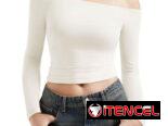 Crop top blanco , bustier, manga larga . Talla M