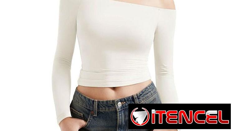 Crop top blanco , bustier, manga larga . Talla M