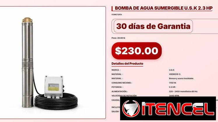 BOMBA DE AGUA SUMERGIBLE U.S.K 2.3 HP VPT#-0038