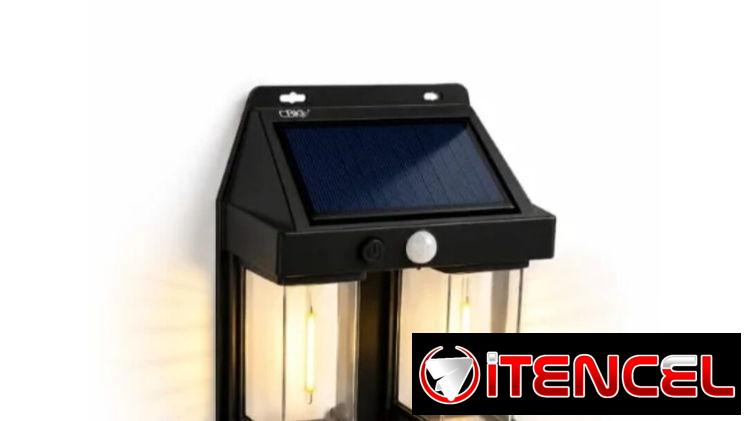 Lámpara solar con sensor de movimiento.