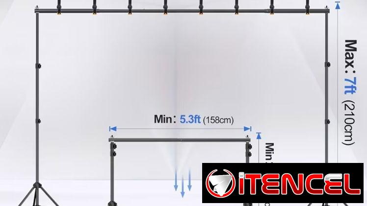 Kit de Soporte Ajustable para Fondo Fotográfico + Fondo de croma verde vibrante 2D plano,