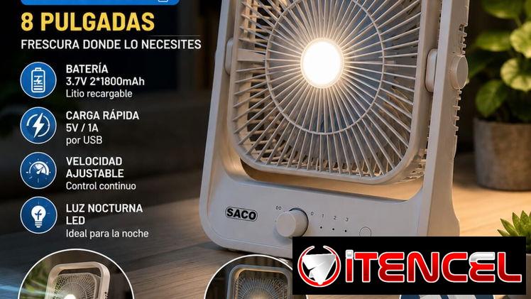 Ventilador Recargable SACO – 8 Pulgadas