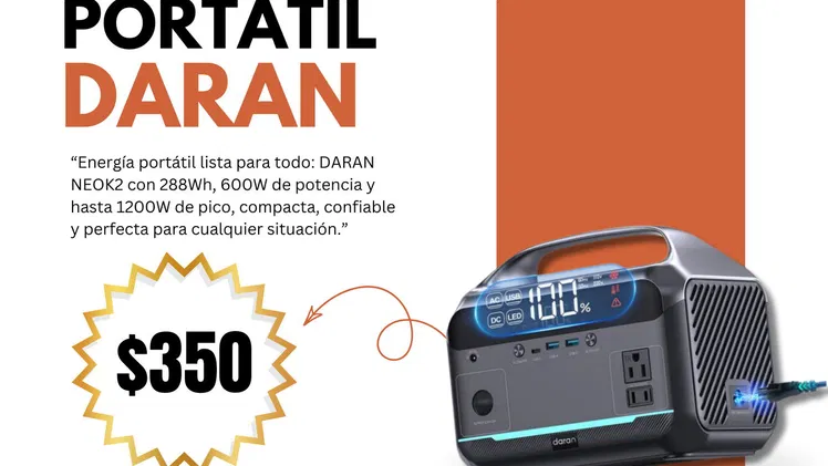 Estación de Energía Portátil DARAN NEOK2 600W / 288Wh LiFePO4