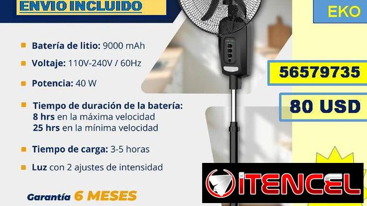 FG-Ventilador de Pedestal Recargable de 16 pulg…80 USD….Garantía 6 meses ENVIO INCLUIDO