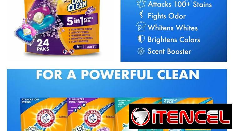 Oxi clean 5 en 1 24 cápsulas, par lavar quitar manchas y dar olor a su ropa