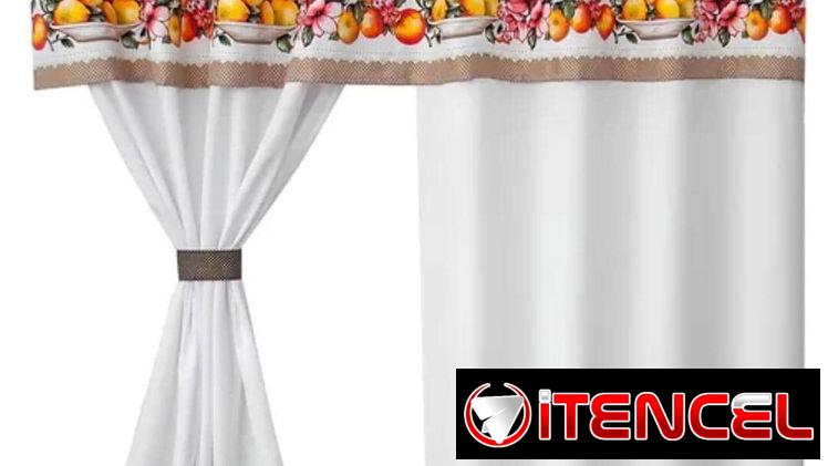 Cortina para cocina, dos paños en uno. Diseño frutal