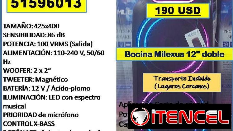 QB-701-Bocina Milexus 12″ doble…..190 USD….51596013…. transporte lugares cercanos