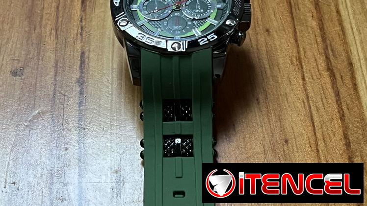 Reloj verde , deportivo, para hombre, elegante.Pulsera de silicona .