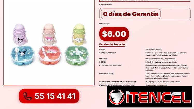 LONCHERA INFANTIL CON COMPARTIMENTOS +BOTELLA CON SORBETE VPT-0185