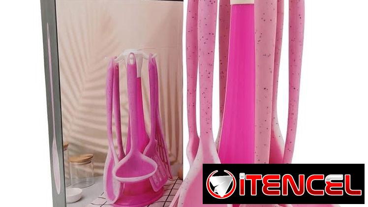 Set de 6 utensilios de silicona con base giratoria en 7800cup