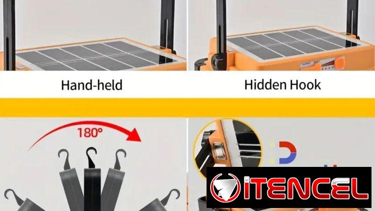 Luz de trabajo LED solar mejorada con gancho magnético