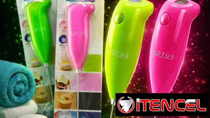 🥚✨ BATIDORA ELÉCTRICA LOTUS NEÓN – VERDE O ROSADO, 2 PILAS AA, PORTÁTIL – 10 USD