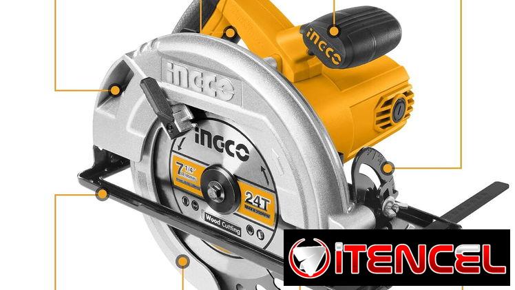 50236151  Sierra circular INGCO, 1400 W | Sierra eléctrica de 4800 rpm, mango mejorado, profundidad de corte ajustable/c