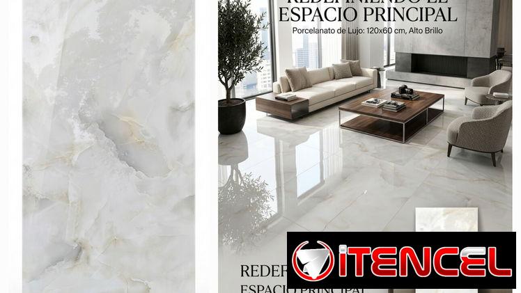 Porcelanato 120×60 brillo efecto espejo