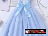 VESTIDOS AZUL CON ENCAJE PARA NIÑAS