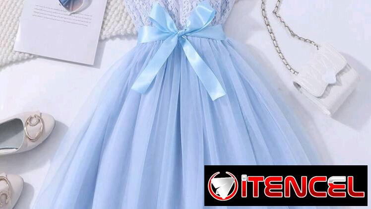 VESTIDOS AZUL CON ENCAJE PARA NIÑAS