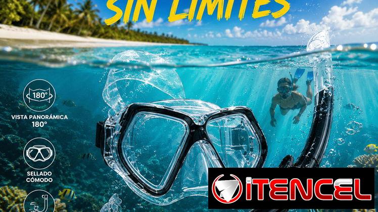 Máscara p bucear doble visor cristal y snorkel