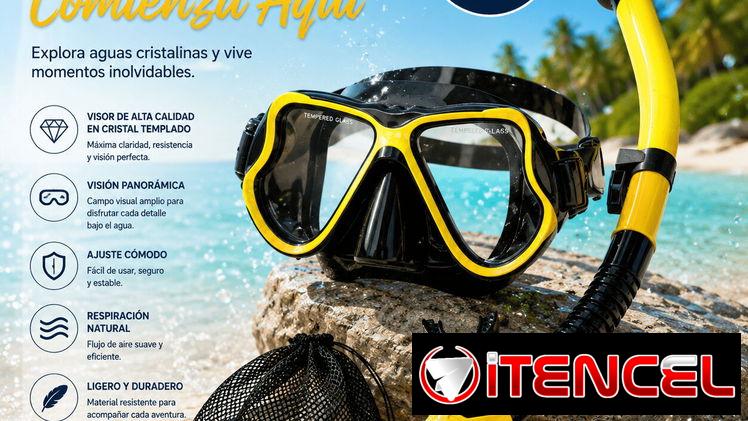 Set de careta y snorkel/ 2 visores cristal templado