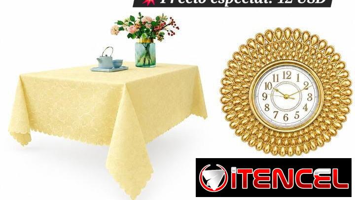 Mantel amarillo claro + Reloj decorativo de pared