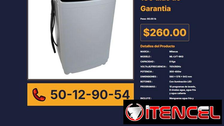 LAVADORA AUTOMÁTICA 8KG MILEXUS VPT# -0063