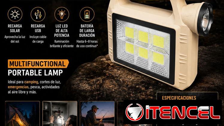 Lámpara recargable con panel solar