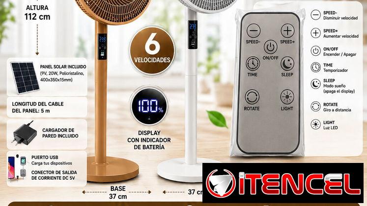 Ventilador recargable con panel solar primera mano con oferta