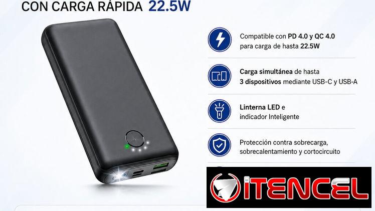 CARGADOR PORTÁTIL JIGA 30000 MAH CON CARGA RÁPIDA 22.5W / 50