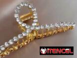 Pellizco de Metal color plateado con perla blanca 12. 5 cm Grande
